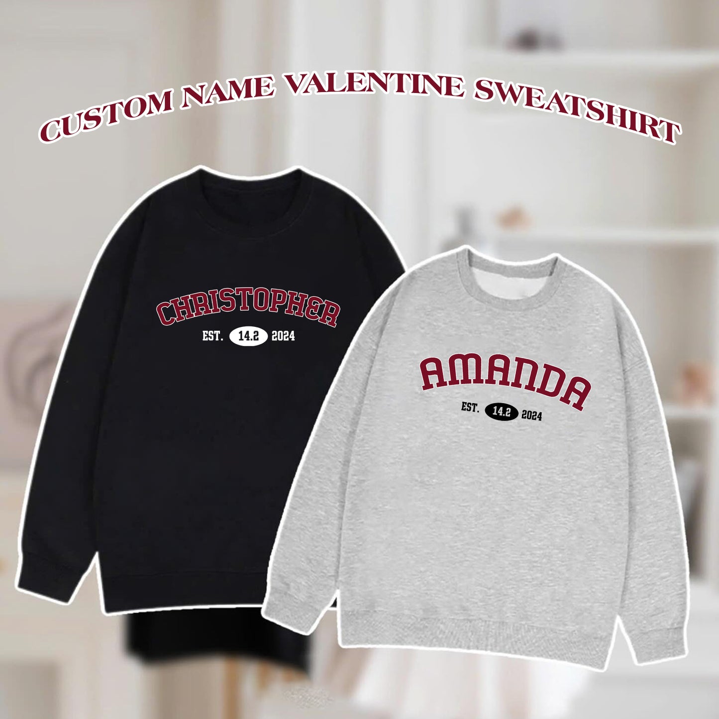 Valentine Printed Custom Name Hoodie Sweatshirt T-shirt