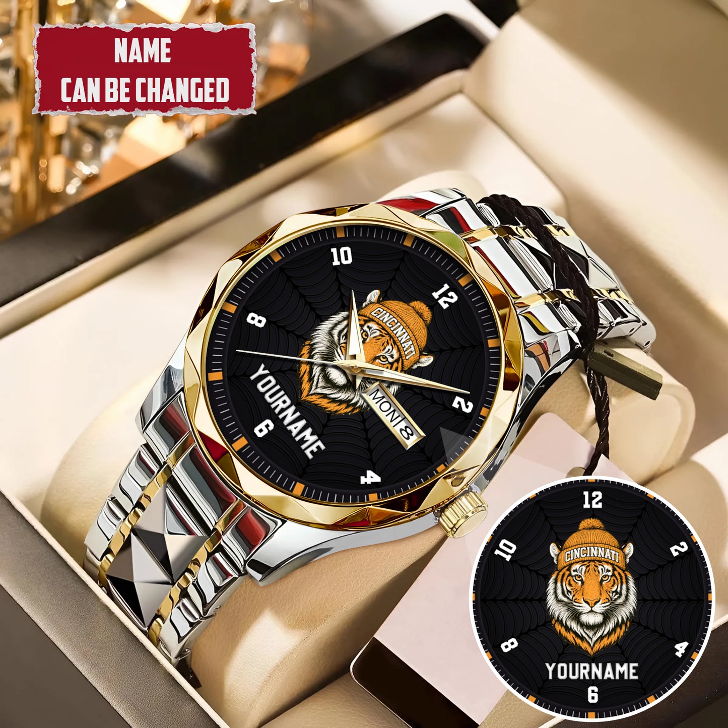 Personalized Retro Mascot Football Custom Name Watch Father's Day Gift For Him