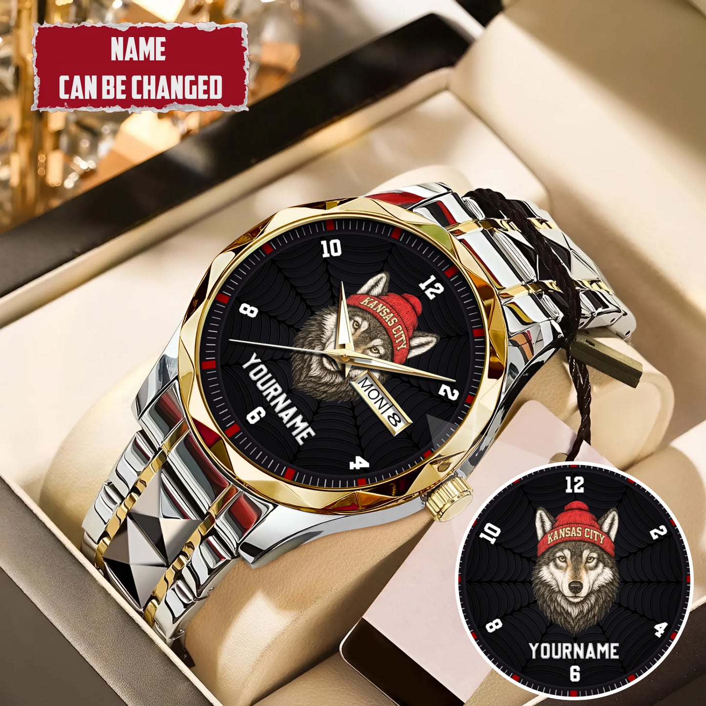 Personalized Retro Mascot Football Custom Name Watch Father's Day Gift For Him