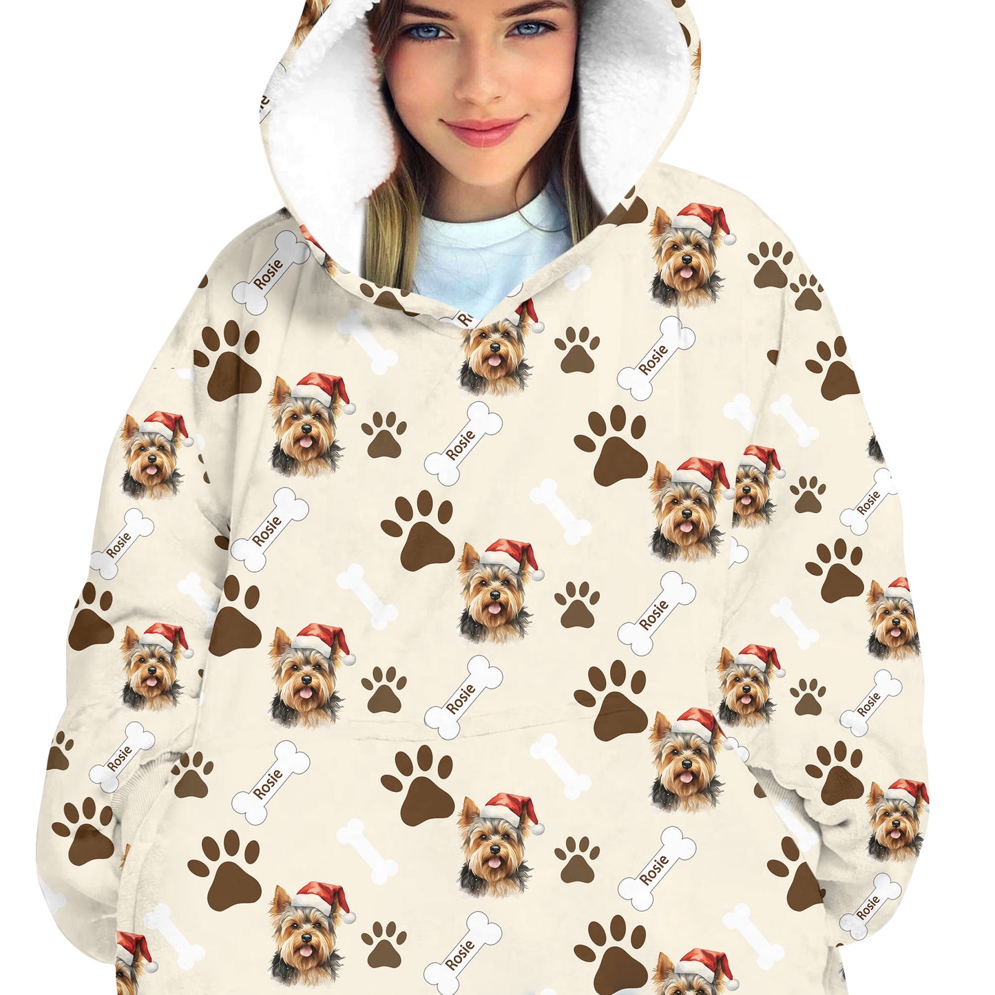 Personalized Pet Christmas Oodie Blanket Hoodie