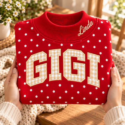 Personalized Embroidered Polka Dot Sweatshirt