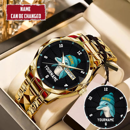 Personalized Retro Mascot Football Custom Name Watch Father's Day Gift For Him