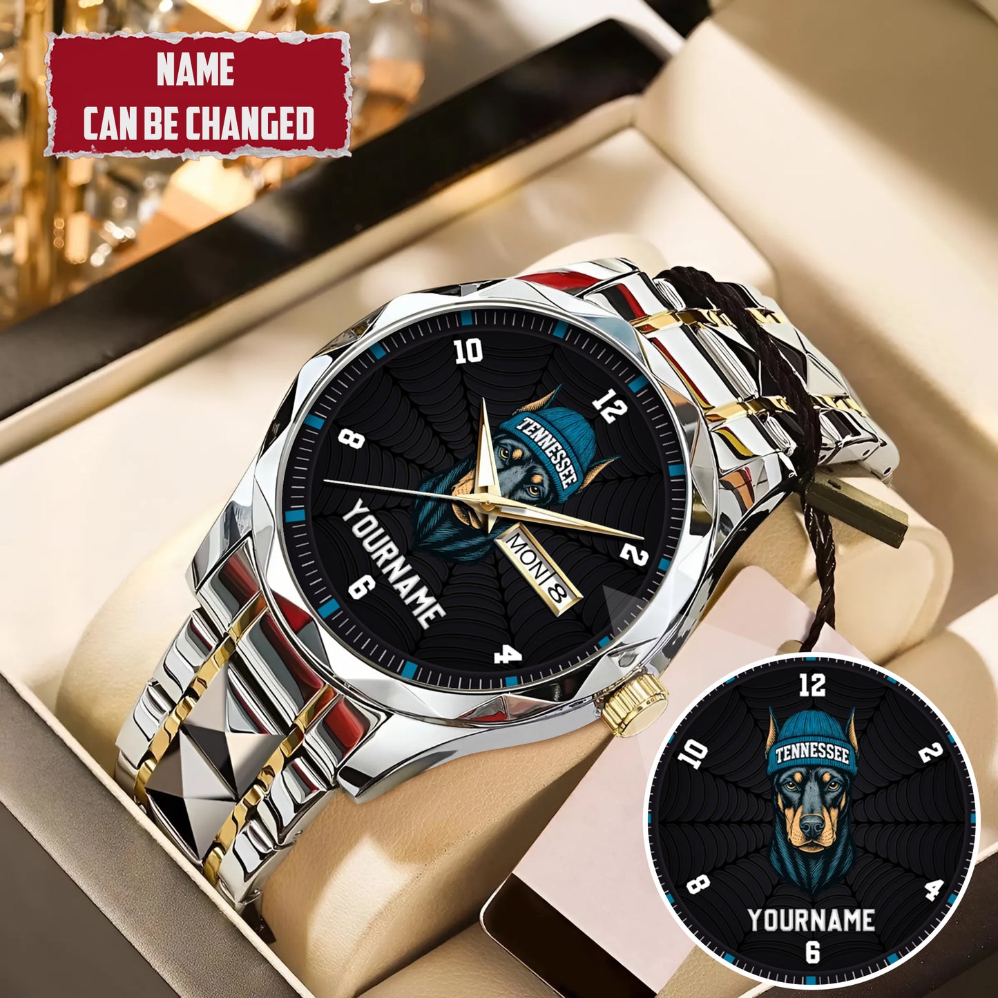 Personalized Retro Mascot Football Custom Name Watch Father's Day Gift For Him