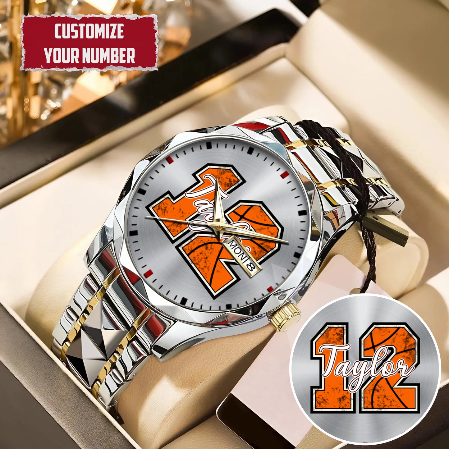 Personalized Basketball Custom Name & Number Watch Father's Day Gift For Him
