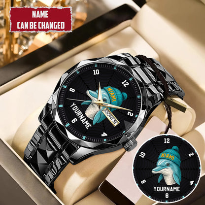 Personalized Retro Mascot Football Custom Name Watch Father's Day Gift For Him