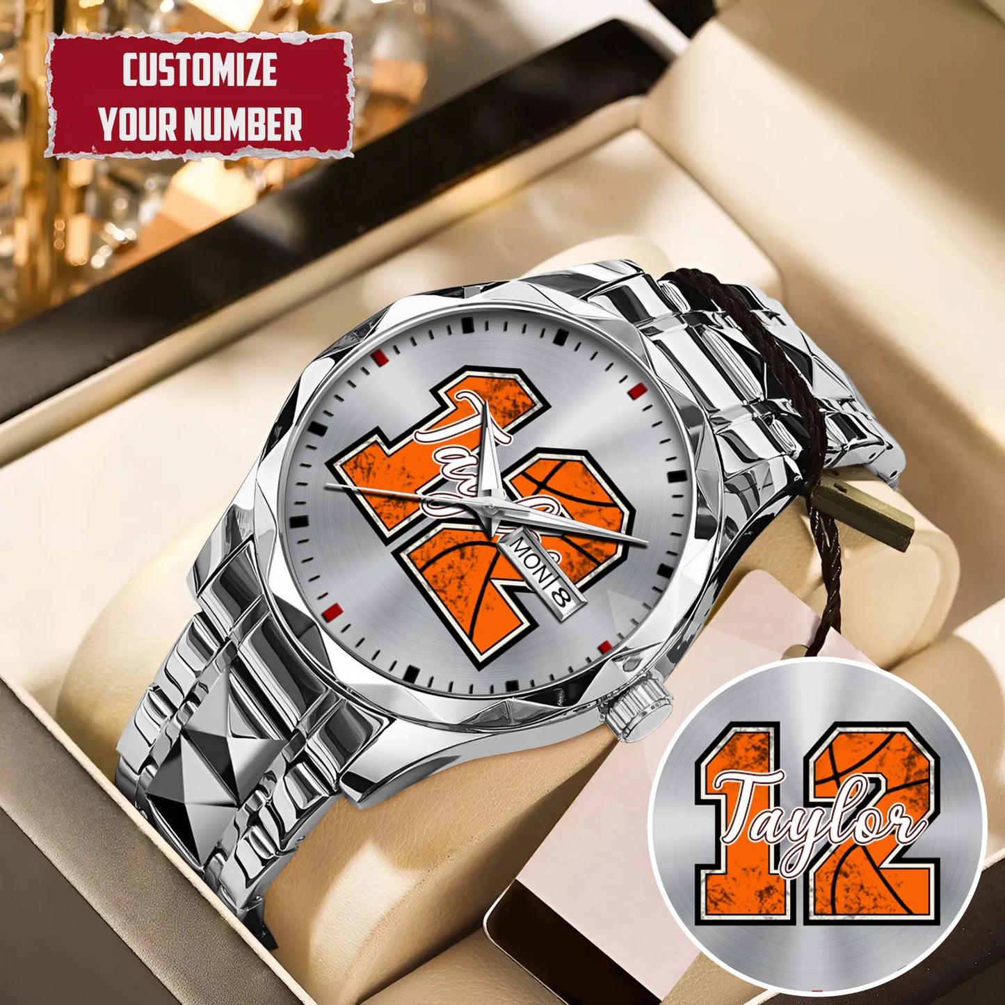Personalized Basketball Custom Name & Number Watch Father's Day Gift For Him