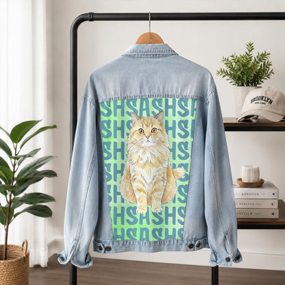 Custom Pet's Photo & Name Printed Denim Jacket
