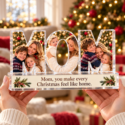 Personalized MOM Family Photo Acrylic Keepsake – Custom Picture Christmas Gift