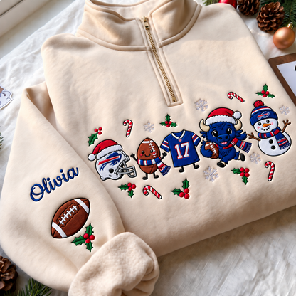 Personalized Embroidered Custom Name Football Team Sweatshirt, Quarter-Zip Sweatshirt