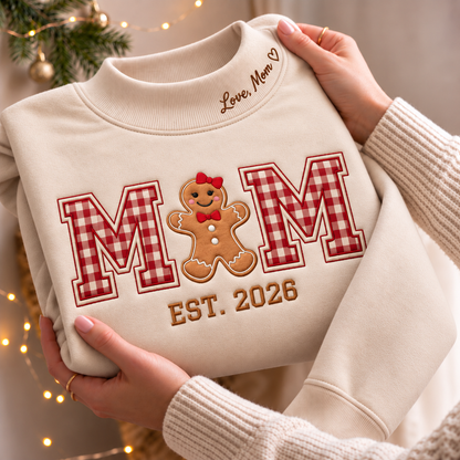 Personalized Embroidered Ginger Mom Dad Custom Message On Neck Sweatshirt, Quarter-Zip Sweatshirt
