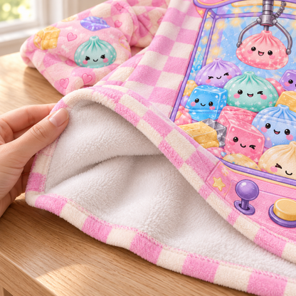 Cute Dumpling Squishy Custom Kid's Name AOP Blanket Hoodie
