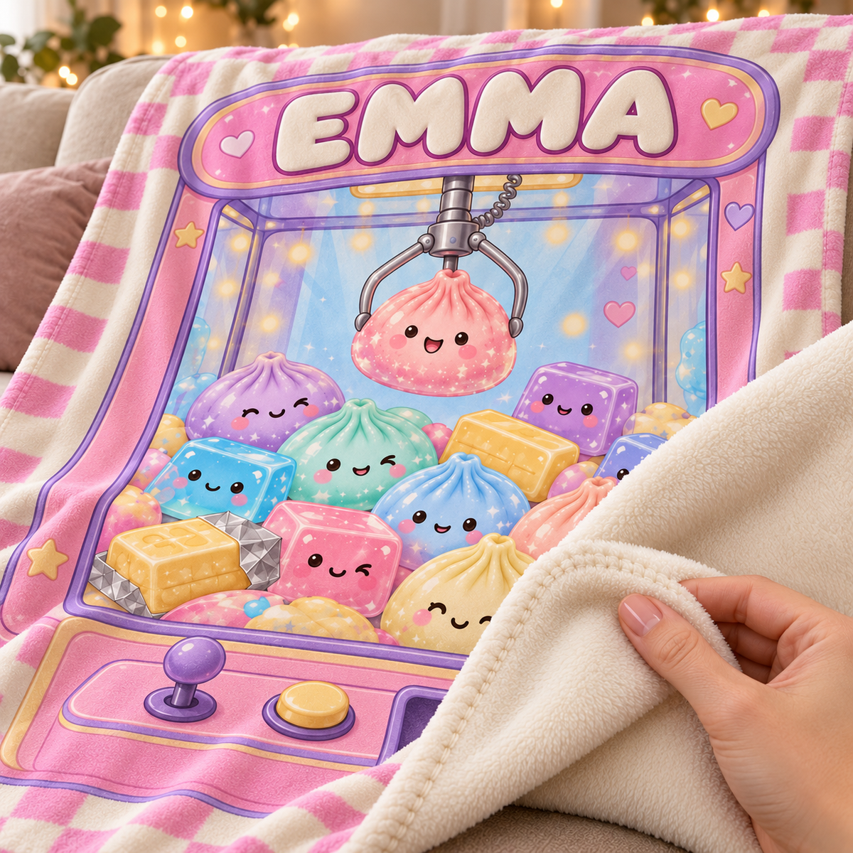 Personalized Dumpling Squishy Custom Kid's Name Fleece Blanket