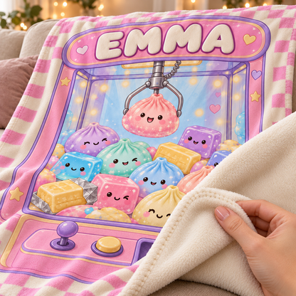 Personalized Dumpling Squishy Custom Kid's Name Fleece Blanket