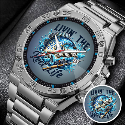 Fishing Personalized Living The Reel Live Quartz Watch Father's Day Gift For Him