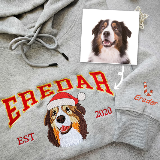 Christmas Embroidered Pet Dog Cat Photo Hoodie Sweatshirt T-Shirt