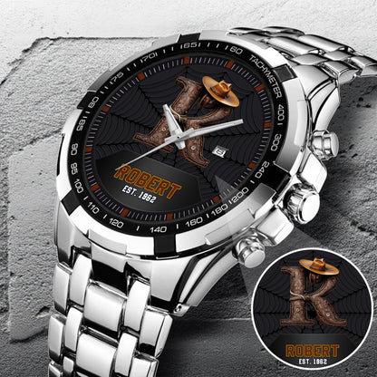 Personalized Western Letter Name Quartz Watch Father's Day Gift For Him