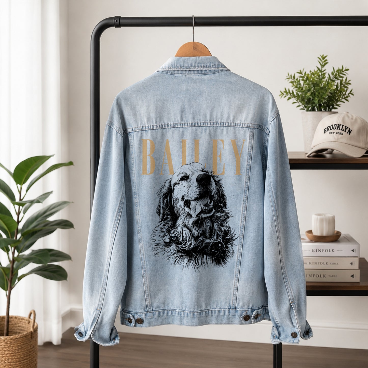 Custom Pet's Photo & Name Denim Jacket