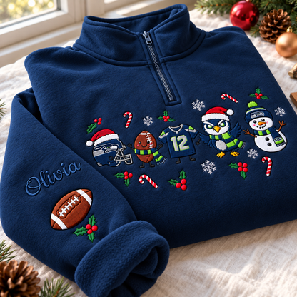 Personalized Embroidered Custom Name Football Team Sweatshirt, Quarter-Zip Sweatshirt