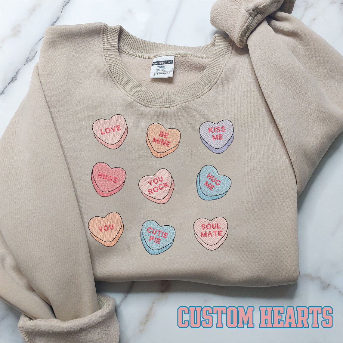 Valentine Embroidered Custom Candy Hearts Hoodie Sweatshirt T-shirt