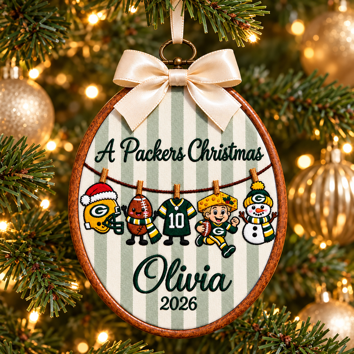 Personalized Football Team Custom Name Christmas Hoop