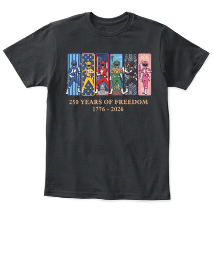 Mighty Morphin Power Rangers 250 Years of Freedom 1776–2026 Patriotic Printed Graphic Hoodie Sweatshirt T-Shirt