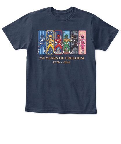 Mighty Morphin Power Rangers 250 Years of Freedom 1776–2026 Patriotic Printed Graphic Hoodie Sweatshirt T-Shirt