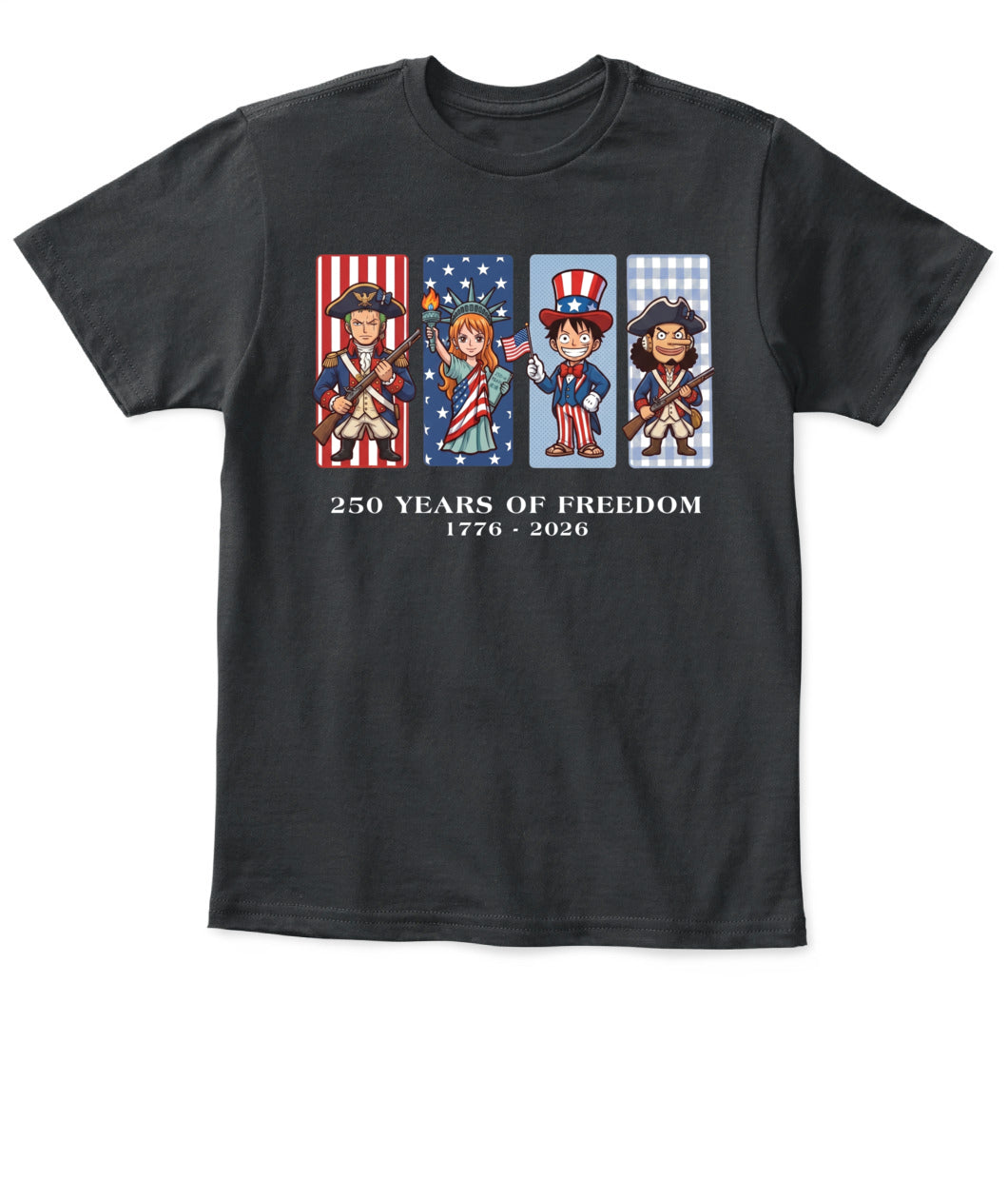 One Piece 250 Years of Freedom 1776–2026 Patriotic Printed Graphic Hoodie Sweatshirt T-Shirt