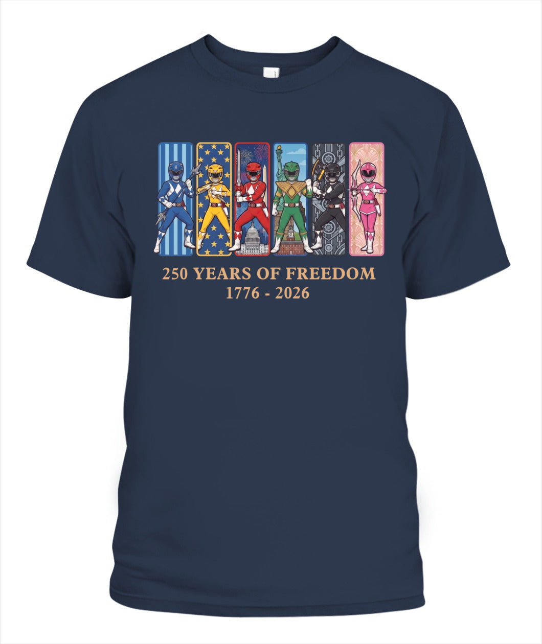 Mighty Morphin Power Rangers 250 Years of Freedom 1776–2026 Patriotic Printed Graphic Hoodie Sweatshirt T-Shirt