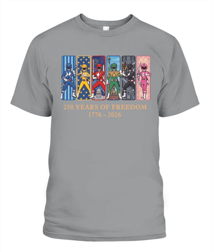 Mighty Morphin Power Rangers 250 Years of Freedom 1776–2026 Patriotic Printed Graphic Hoodie Sweatshirt T-Shirt