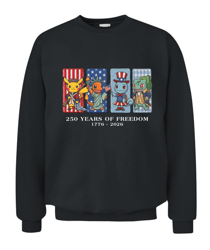 PKM 250 Years of Freedom 1776–2026 Patriotic Printed Graphic Quarter-Zip Sweatshirt, Hoodie Sweatshirt T-Shirt