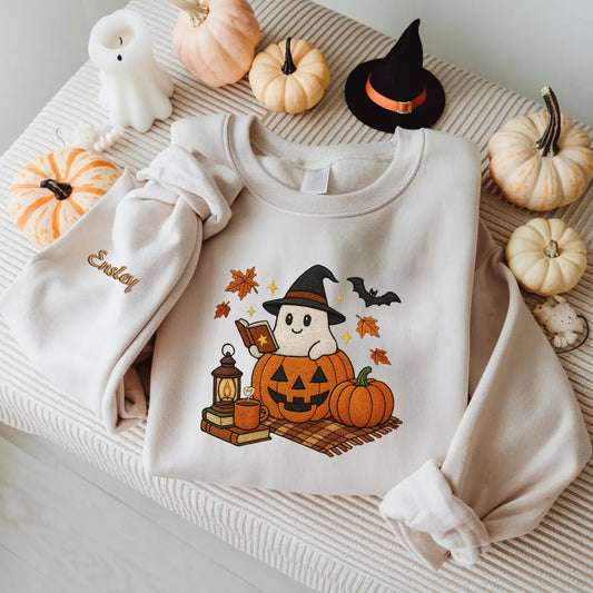 Halloween Personalized Embroidered Ghost Hoodie Sweatshirt T-Shirt