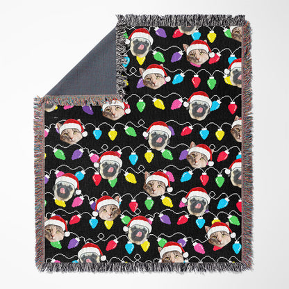 Personalized Pet Dog Cat Christmas Light Imitation Knitted Woven Blanket