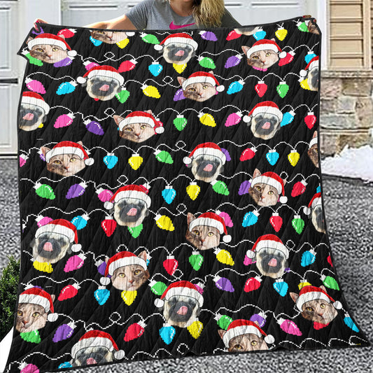 Personalized Pet Dog Cat Christmas Light Imitation Knitted Quilt