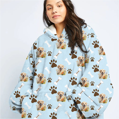 Personalized Pet Flower Blanket Hoodie
