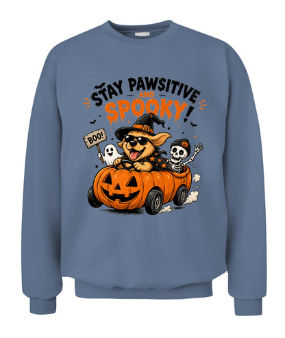 Halloween Custom Dog Breed Stay Pawsitive And Spooky Printed Graphic Sweatshirt T-Shirt