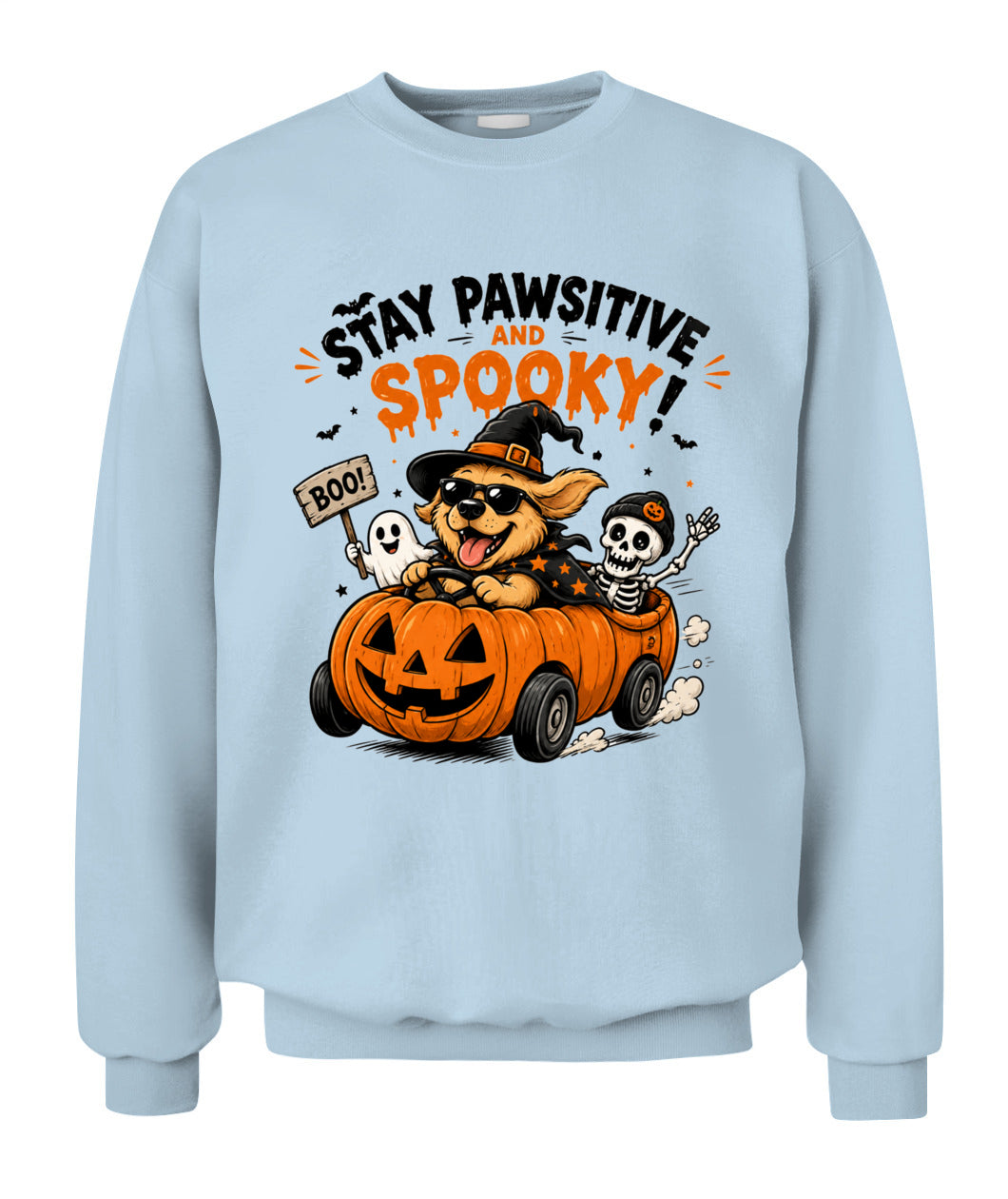 Halloween Custom Dog Breed Stay Pawsitive And Spooky Printed Graphic Sweatshirt T-Shirt