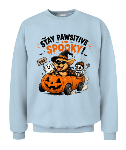 Halloween Custom Dog Breed Stay Pawsitive And Spooky Printed Graphic Sweatshirt T-Shirt