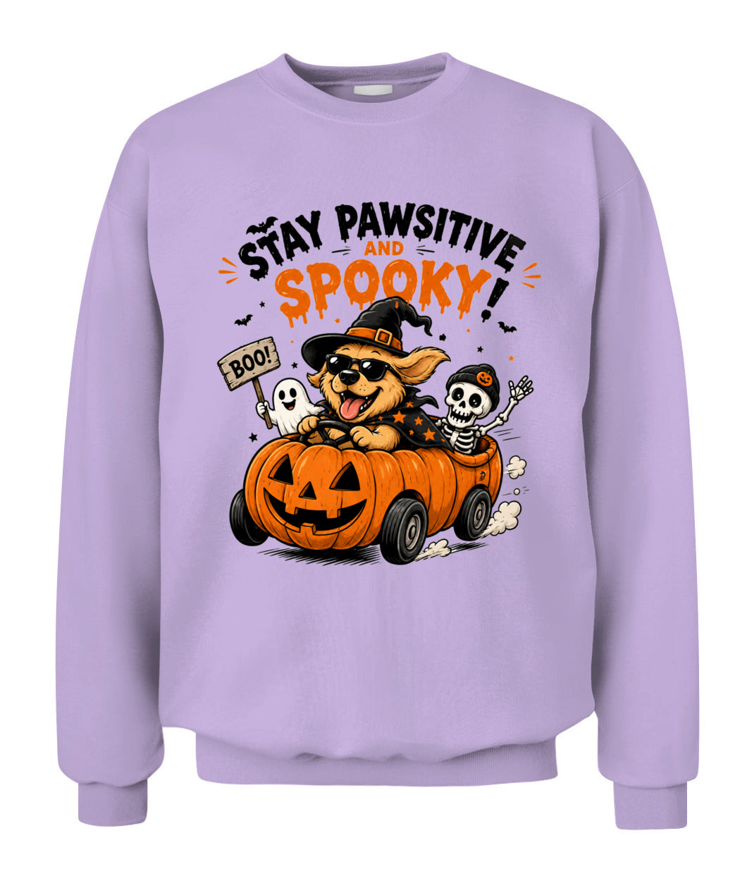 Halloween Custom Dog Breed Stay Pawsitive And Spooky Printed Graphic Sweatshirt T-Shirt