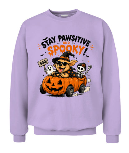 Halloween Custom Dog Breed Stay Pawsitive And Spooky Printed Graphic Sweatshirt T-Shirt