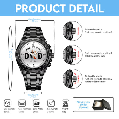Father's Day Gift For Dad Personalized Alloy World's Best Dad Quartz Watch with Family Photos