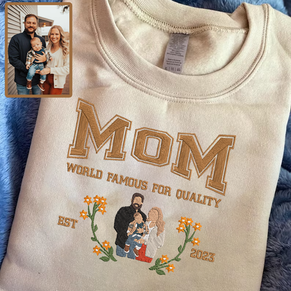 Embroidered Family Photo Custom Text Hoodie Sweatshirt T-Shirt