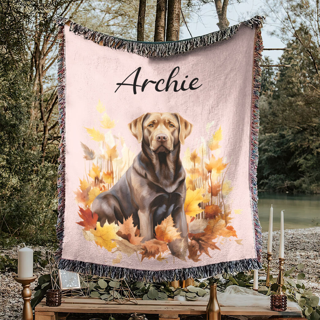 Personalized Pet Autumn Christmas Woven Blanket