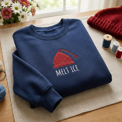 Embroidered MELT ICE Quarter-Zip Sweatshirt, Hoodie Sweatshirt T-Shirt