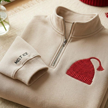 Embroidered MELT ICE Quarter-Zip Sweatshirt, Hoodie Sweatshirt T-Shirt