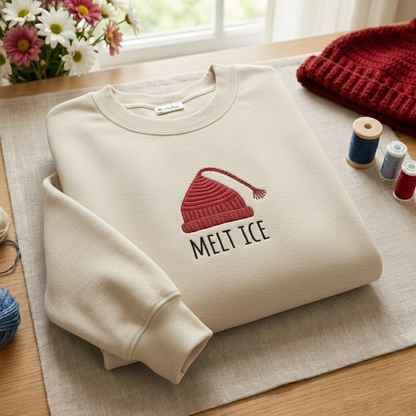 Embroidered MELT ICE Quarter-Zip Sweatshirt, Hoodie Sweatshirt T-Shirt