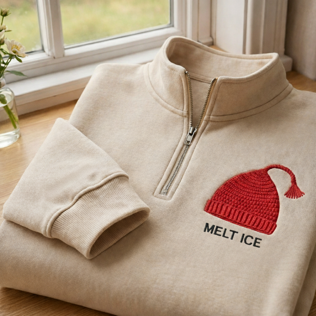 Embroidered MELT ICE Quarter-Zip Sweatshirt, Hoodie Sweatshirt T-Shirt