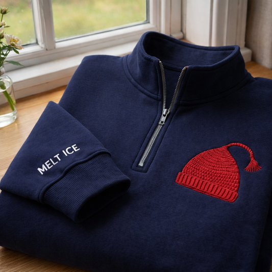 Embroidered MELT ICE Quarter-Zip Sweatshirt, Hoodie Sweatshirt T-Shirt