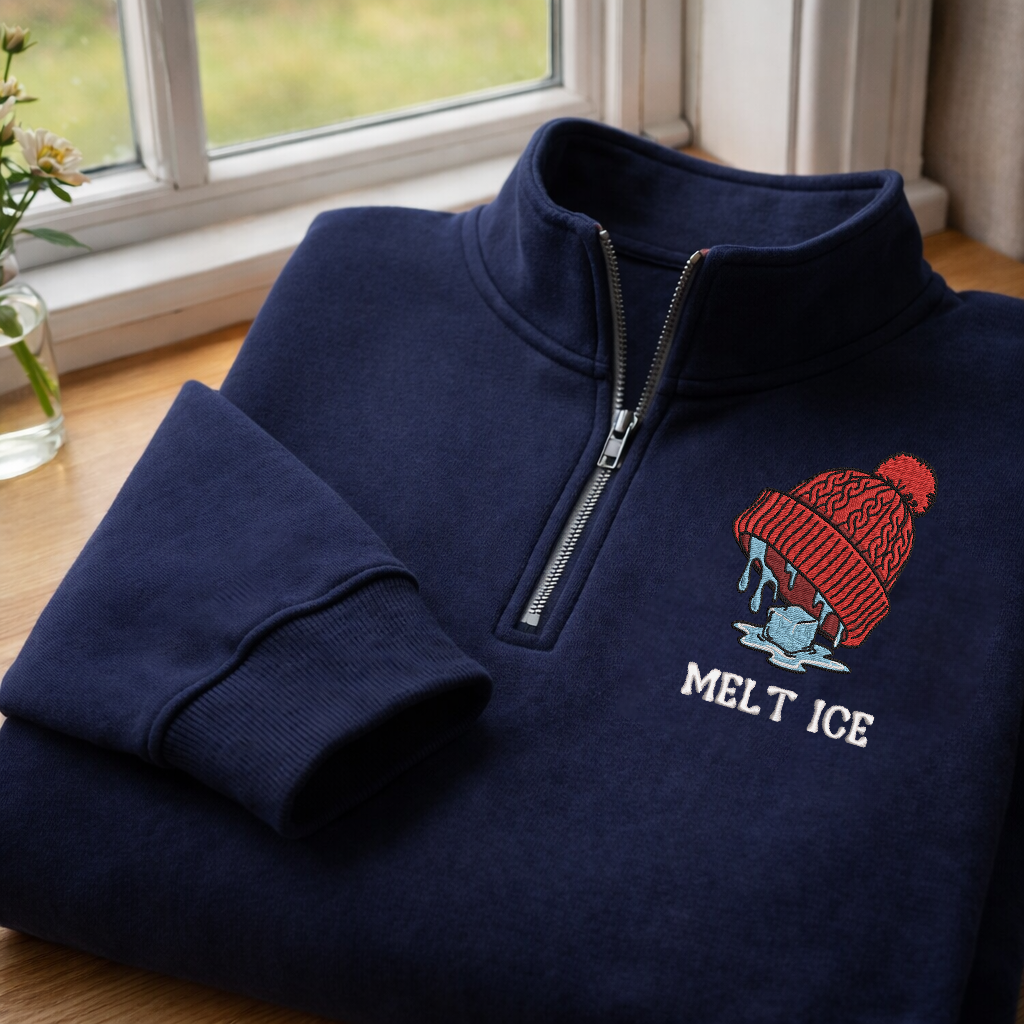 Embroidered MELT ICE Quarter-Zip Sweatshirt, Hoodie Sweatshirt T-Shirt