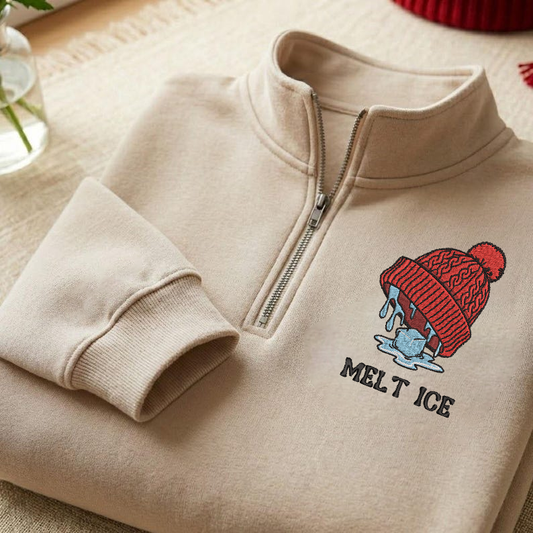 Embroidered MELT ICE Quarter-Zip Sweatshirt, Hoodie Sweatshirt T-Shirt