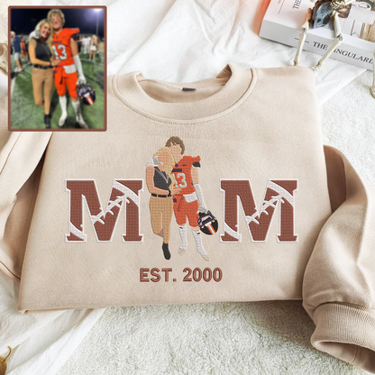 Mother's Day Personalized Embroidered American Football Hoodie Sweatshirt T-Shirt